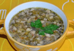 Грибной суп из шампиньонов с рисом